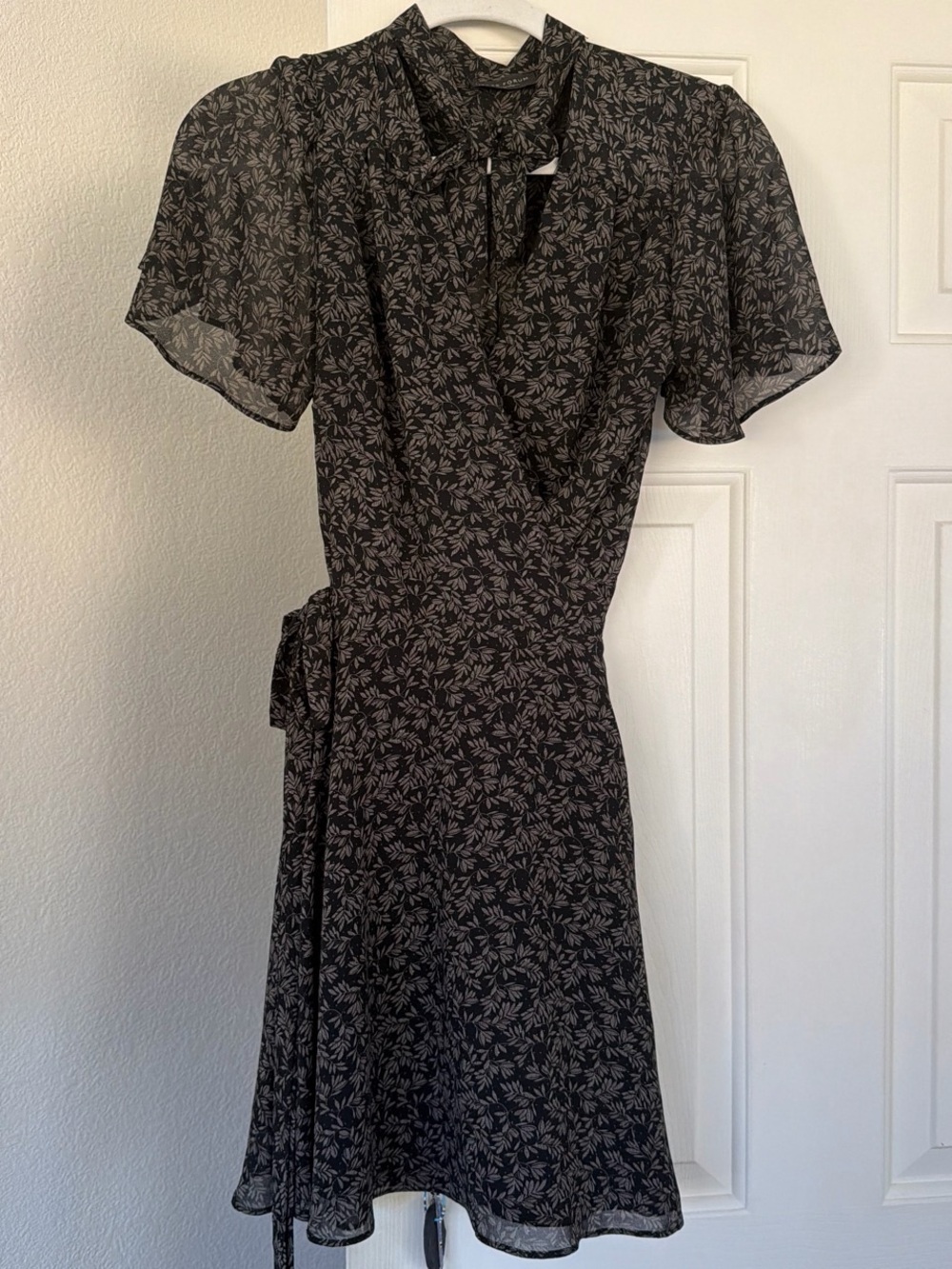 Dress Forum Black Floral Midi Wrap Dress